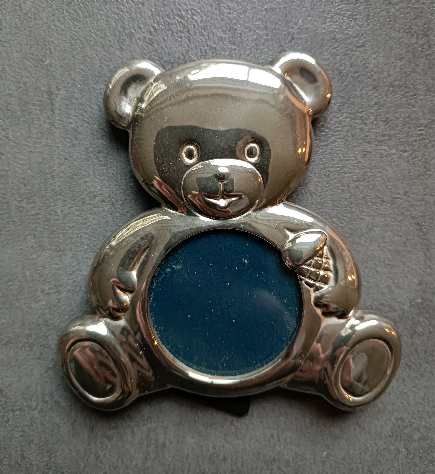 Prachtig verzilverd Kinderfotolijstje – Teddybeer, Ophalen of Verzenden, Zo goed als nieuw, Metaal, Fotolijst