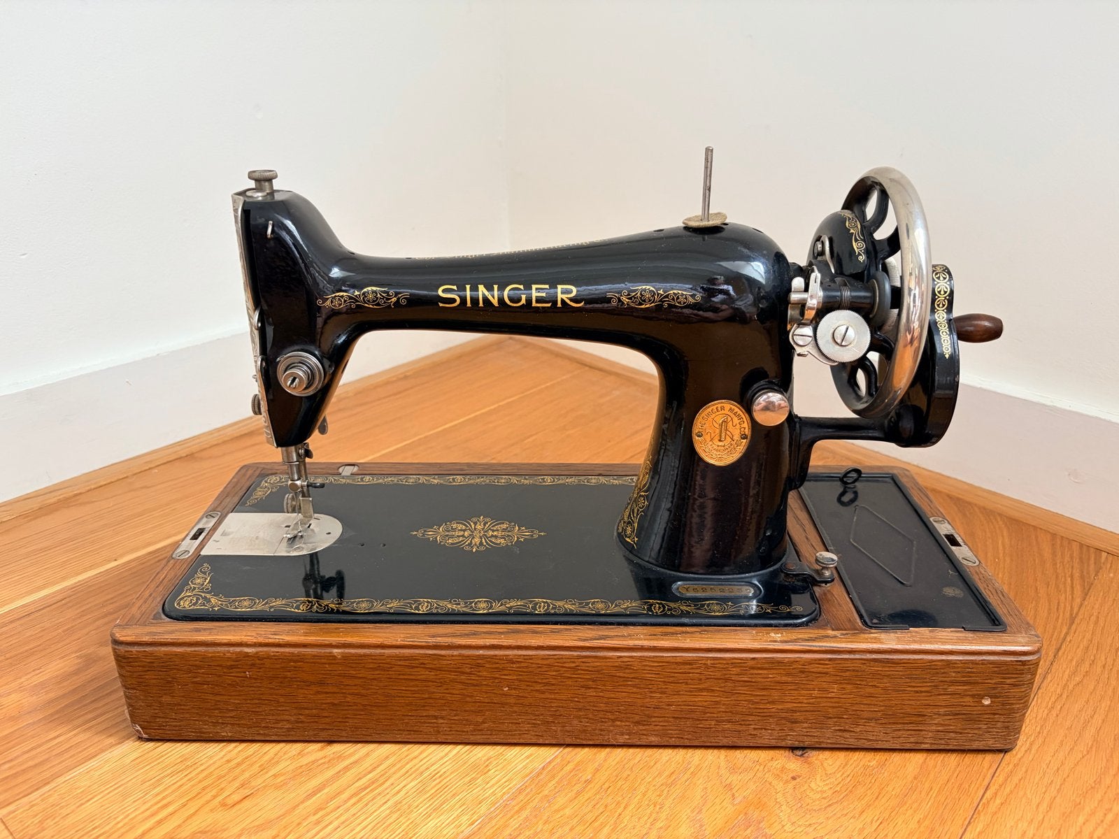 Antieke Singer Naaimachine (1928) met Handzwengel, Ophalen, Gebruikt, Naaimachine, Singer