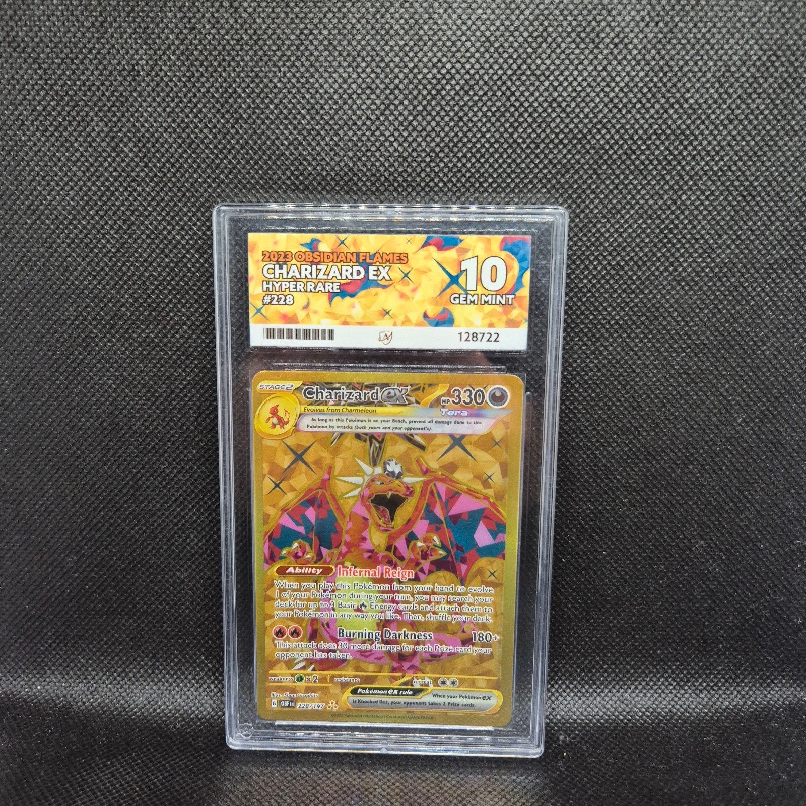 Charizard Ex Hyper Rare Obs Flames Ace 10, Ophalen of Verzenden, Zo goed als nieuw