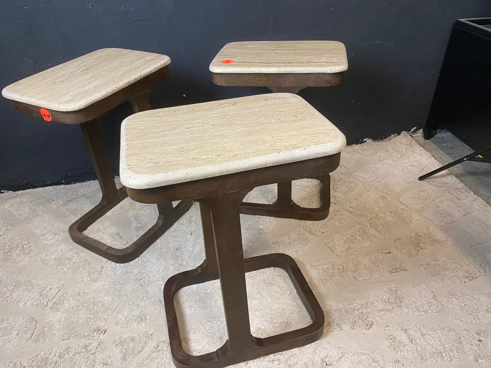 bijzettafel met echt travertin blad 30x40 mangohout, Minder dan 55 cm, Nieuw, Rechthoekig, Hout