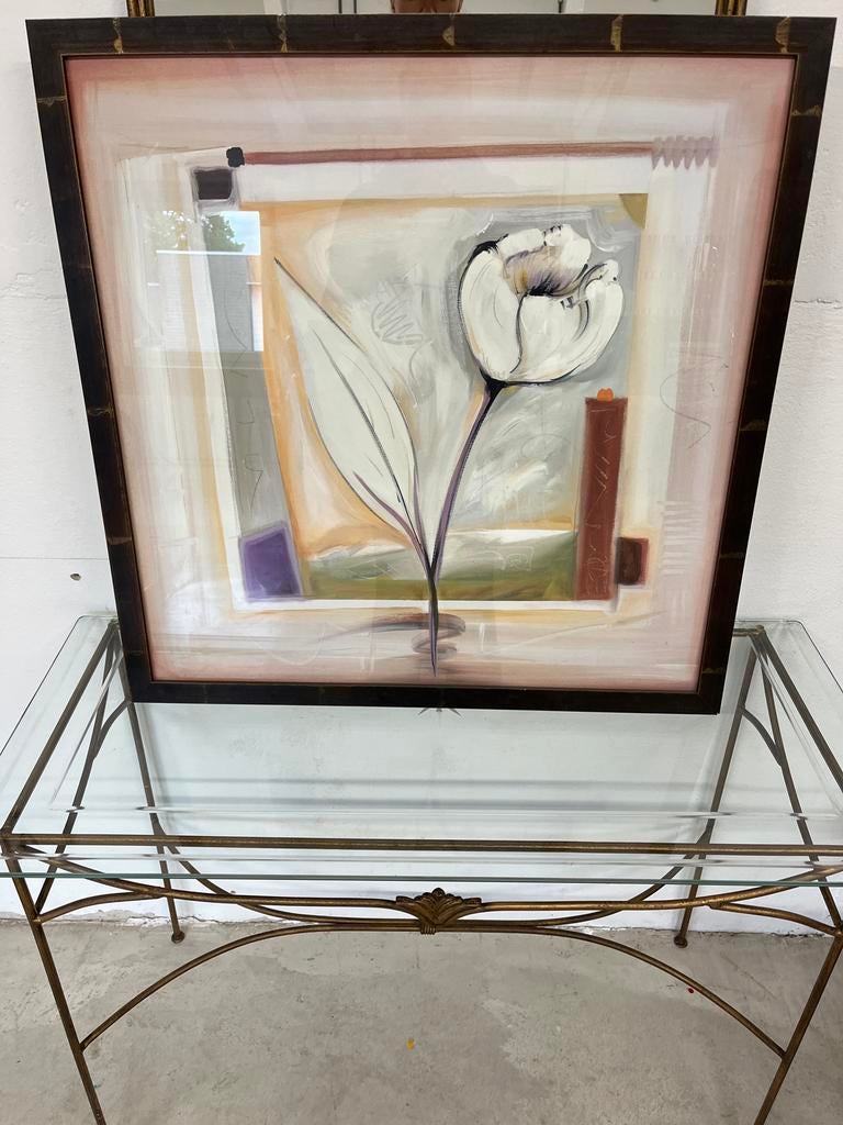 Modern schilderij met witte tulp, 75x75 cm, Ophalen