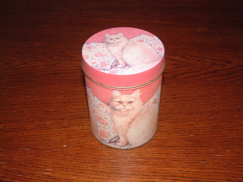 vintage blik met poes poesjes, Verzamelen, Blikken, Ophalen of Verzenden, Gebruikt, Overige