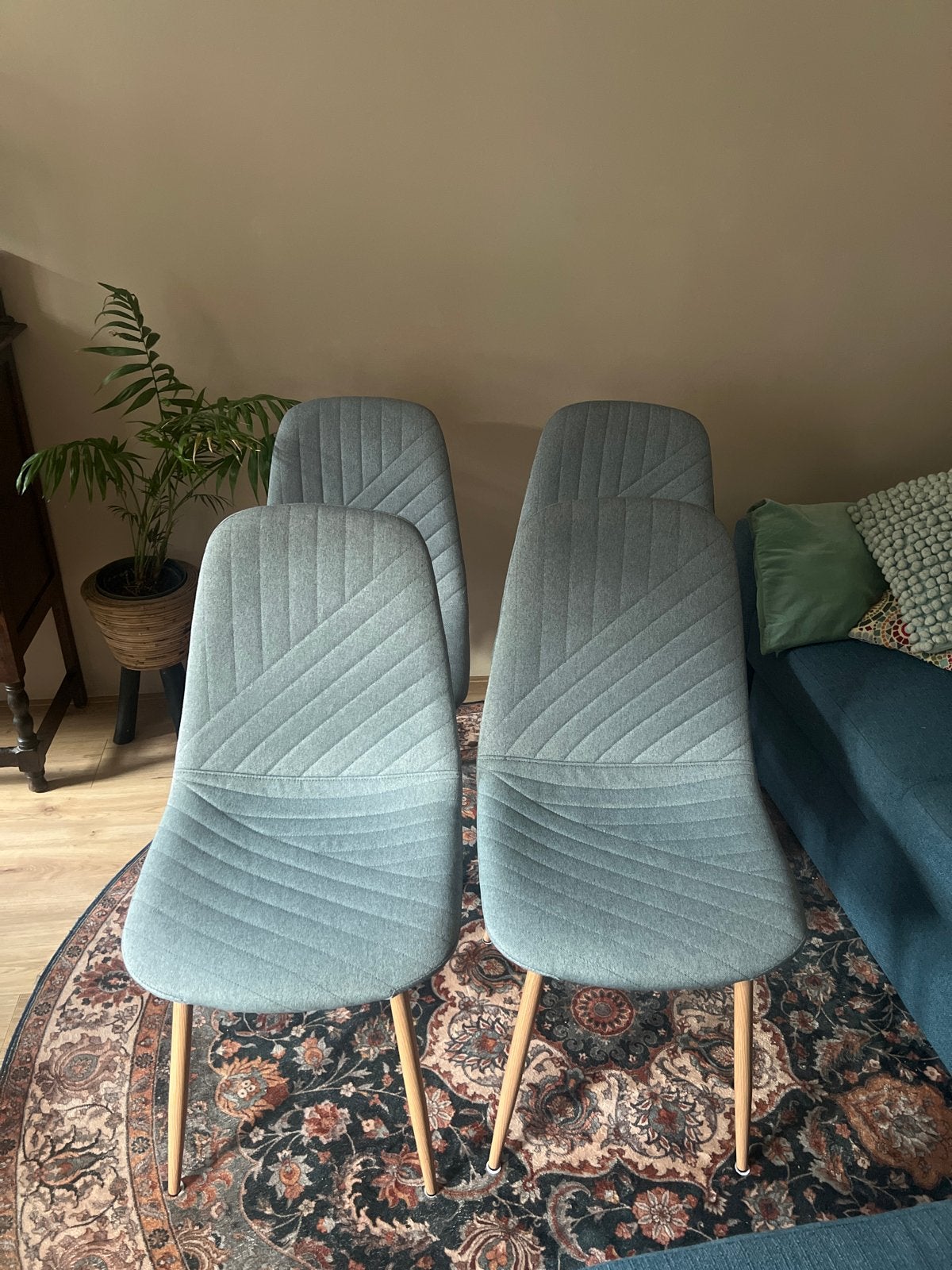 Set van 4 eetkamerstoelen - Grijs/Blauw, Ophalen, Overige kleuren, Zo goed als nieuw, Vier