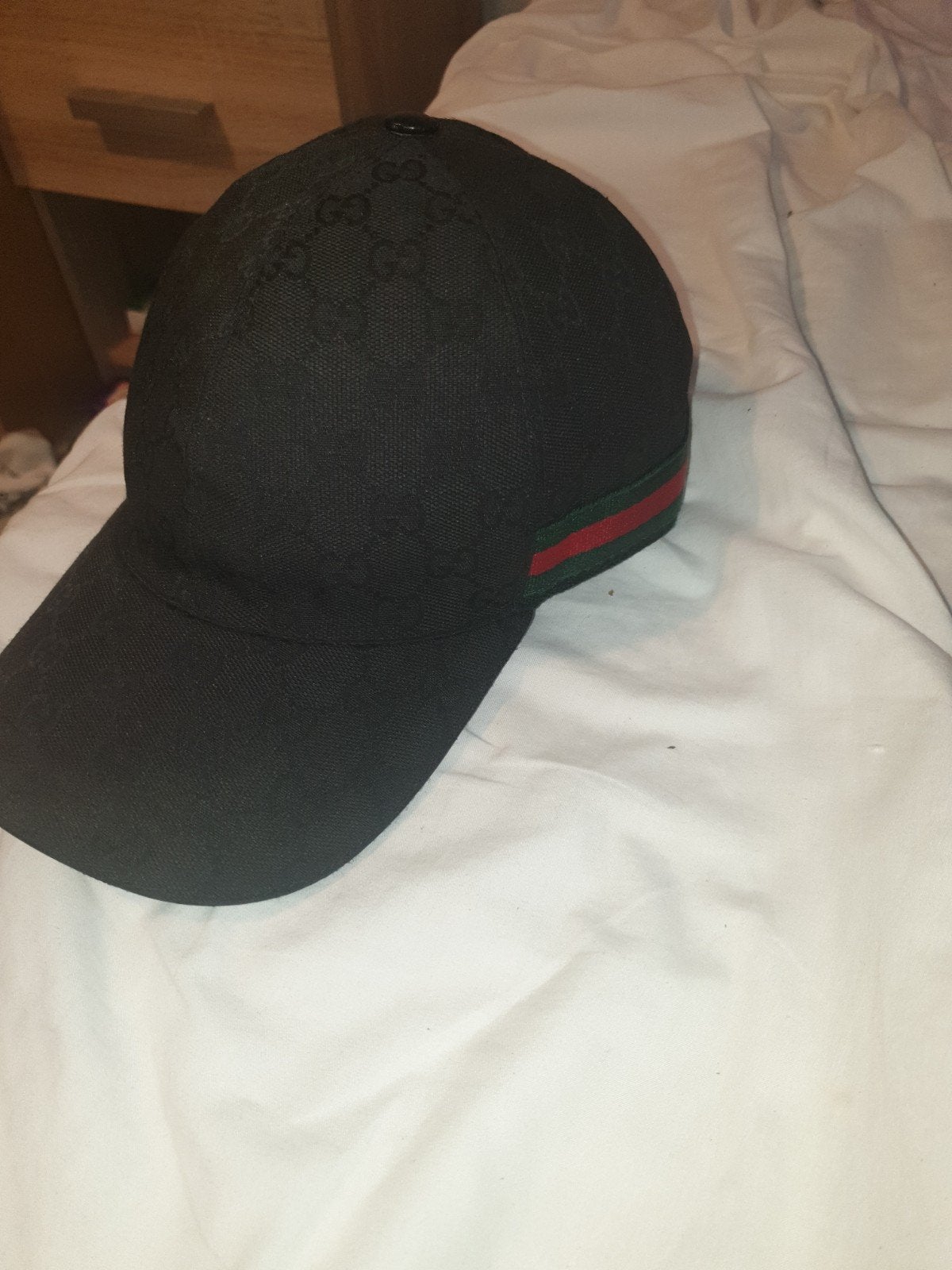Gucci Pet Zwart met Groen/Rode Streep, Kleding | Heren, Hoeden en Petten, Pet, Gucci, Gedragen, One size fits all