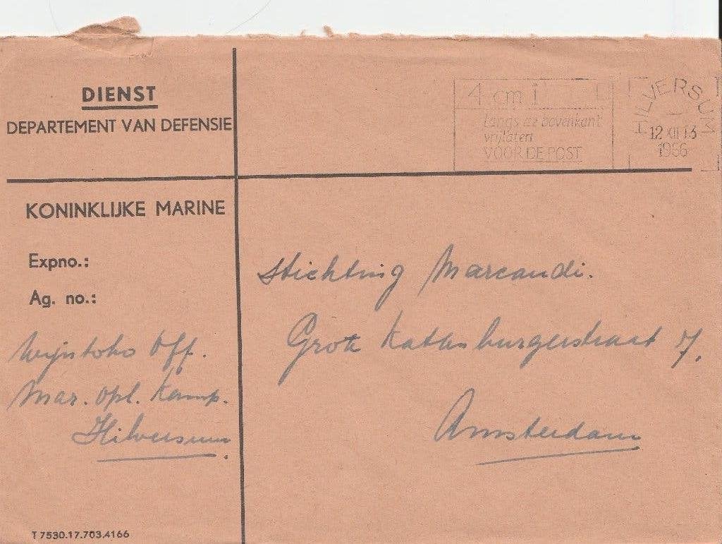 HIILVERSUM 1966 Dienstenv. Defensie Kon. Marine WIJN Toko, Ophalen of Verzenden, 1960 tot 1980, Gelopen, Noord-Holland