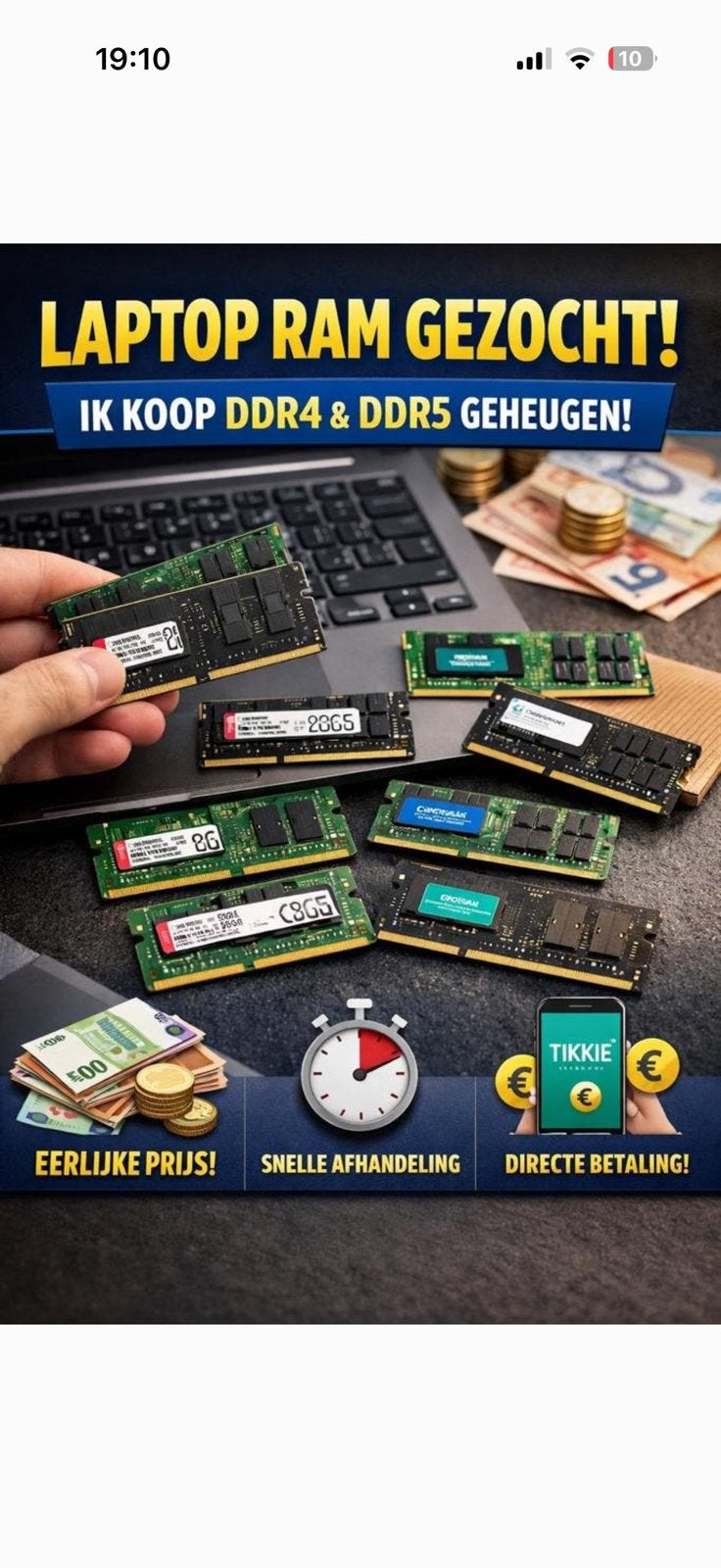 Gezocht: DDR4 & DDR5 RAM – Wij Kopen ram modules, Computers en Software, RAM geheugen, Zo goed als nieuw, Desktop, 16 GB, DDR4