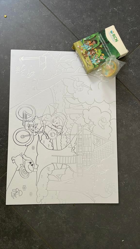 Rcn schilderij/tekening, stuiterbal, speelkaarten, Ophalen, Zo goed als nieuw