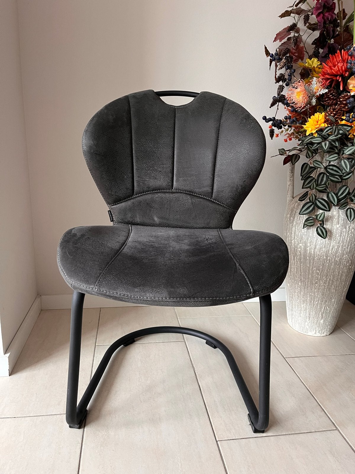 6 comfortabele eetkamerstoelen Michelle Maxwell dark steel, Huis en Inrichting, Stoelen, Ophalen, Gebruikt, Vijf, Zes of meer stoelen