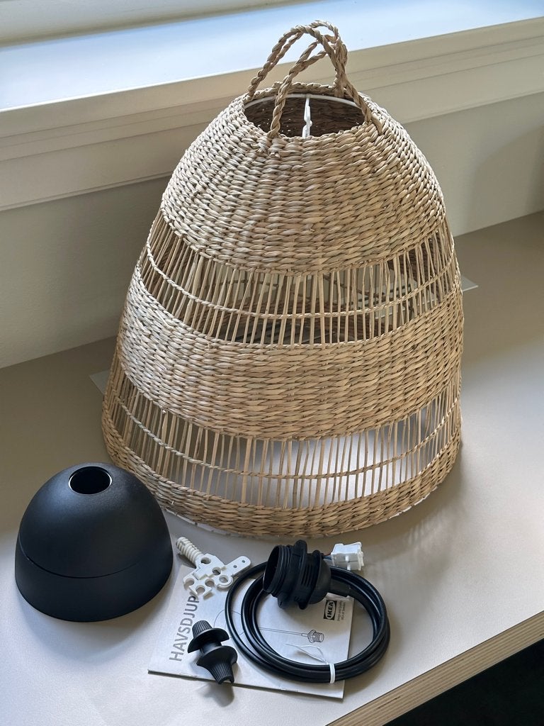Bohemian hanglamp Ikea Torared lamp zeegras lampenkap Ibiza, Huis en Inrichting, Natuurlijk materiaal, Zo goed als nieuw, E27 (groot)