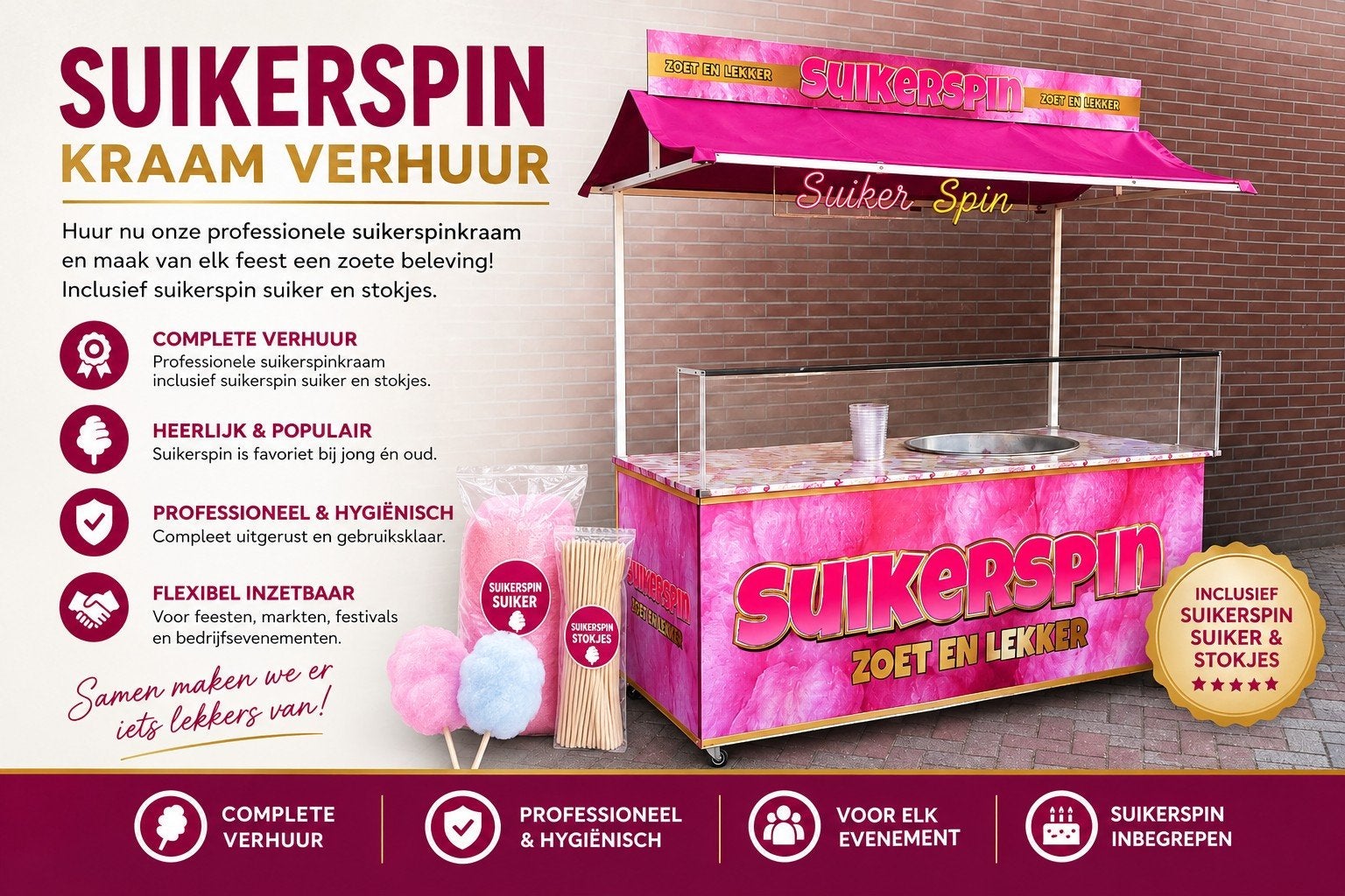 Te huur suikerspin kraampje, Ophalen