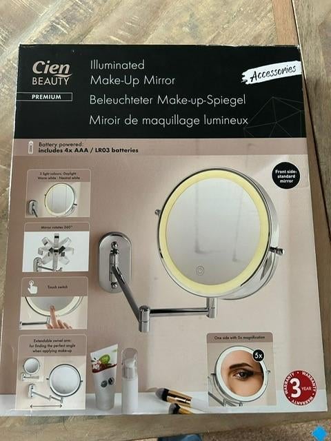 Cien Beauty Premium verlichte make-up spiegel (nieuw), Minder dan 50 cm, Rond, Nieuw, Ophalen of Verzenden