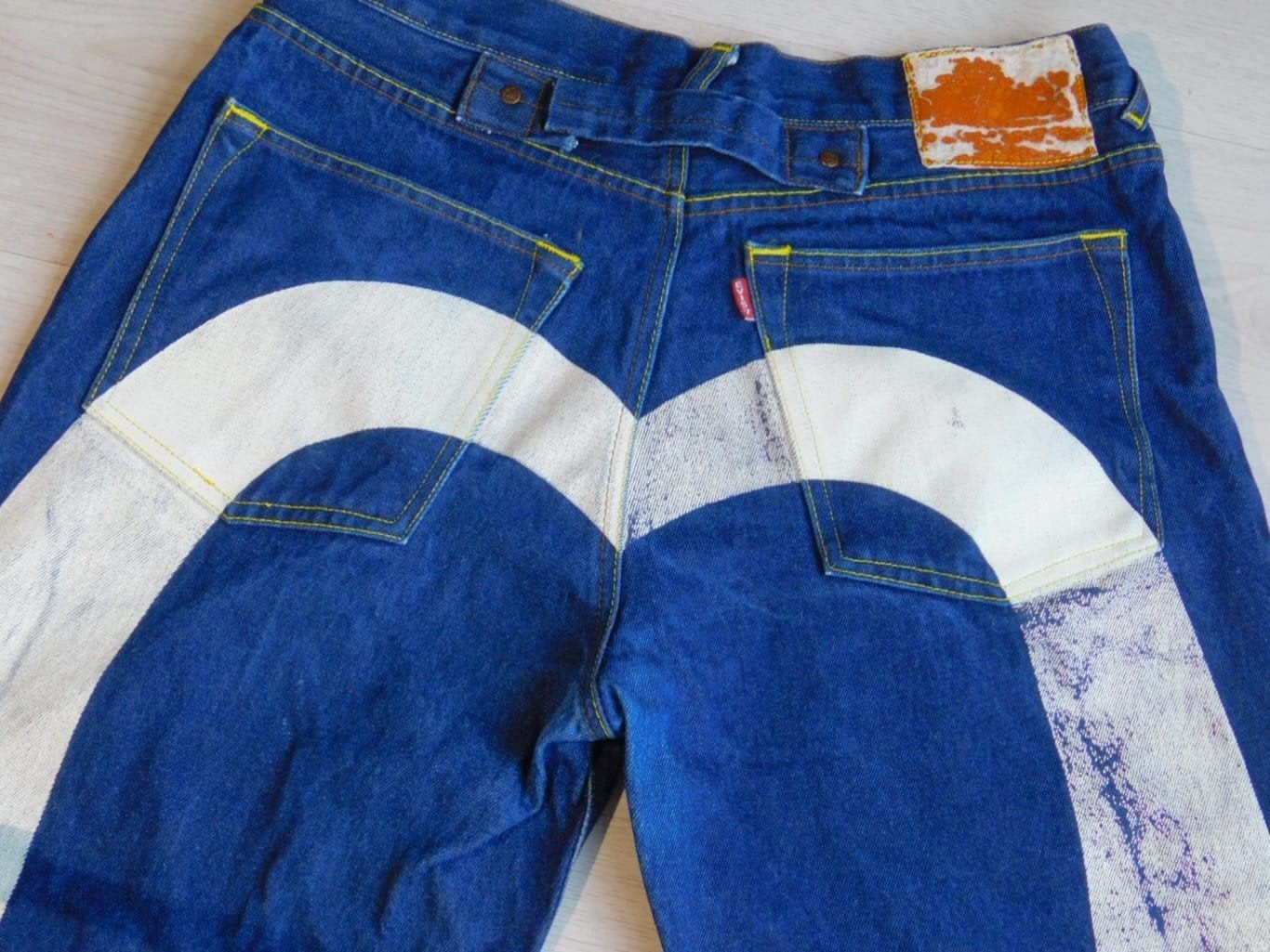 Evisu Lot 2001 Cinchback Daicock Jeans, Ophalen of Verzenden, Blauw, W32 (confectie 46) of kleiner