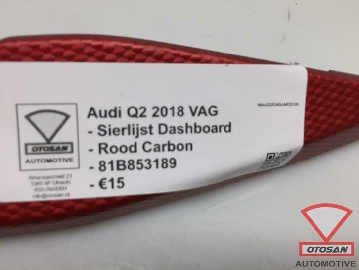 audi q2 2018 vag sierlijst dashboard rood carbon 81b853189, Gebruikt, AUDI AG, Auto-Union-Strasse 1
85045  Ingolstadt, DE, Kundenbetreuung@audi.de