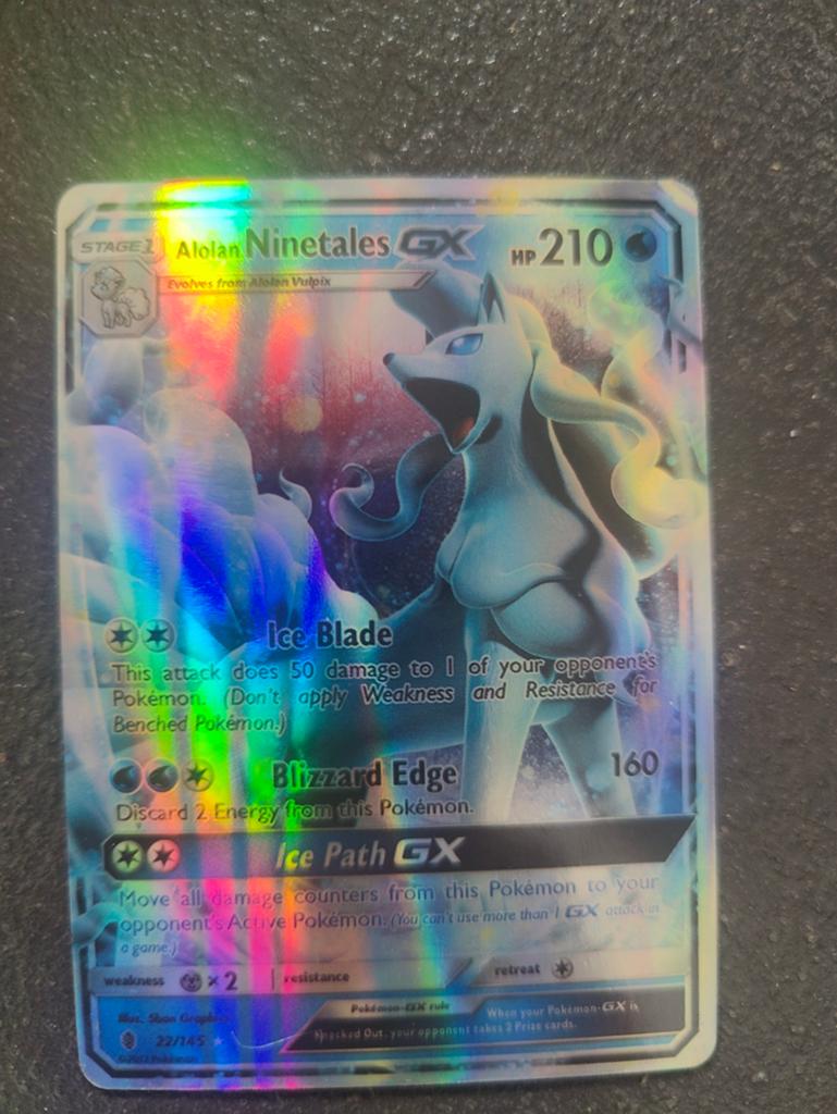 Alolan Ninetales GX Pokémon Kaart - Foil, Ophalen of Verzenden, Zo goed als nieuw, Losse kaart, Foil