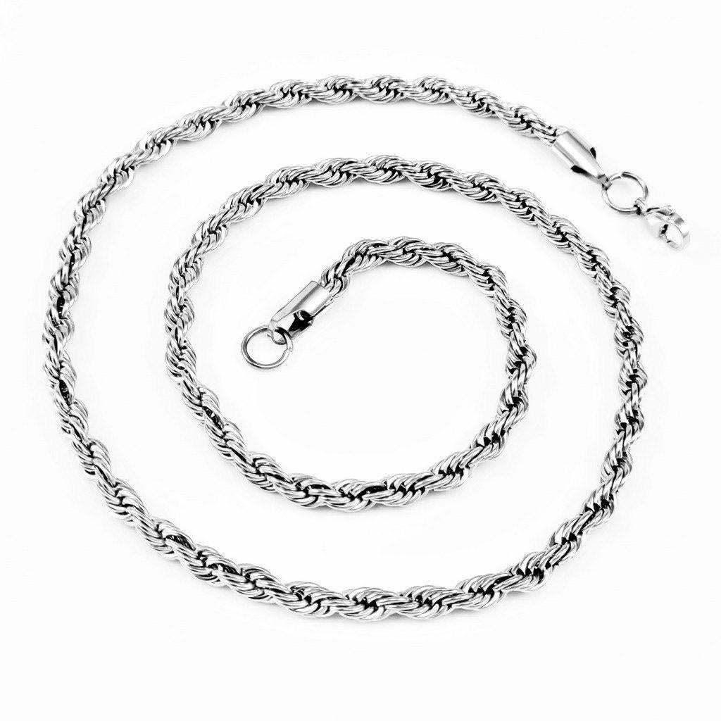 55cm, 5mm Gedraaide Stalen Koord RVS Ketting Dames en Heren, Overige materialen, Birgitta-Gracht 33, 6465 EL Kerkrade, Nederland