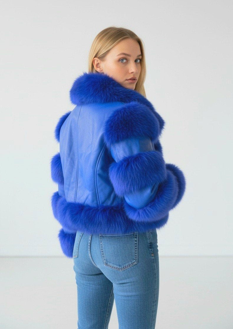 eco bontjas uit Paris, Ophalen of Verzenden, Nieuw, Maat 36 (S), Blauw