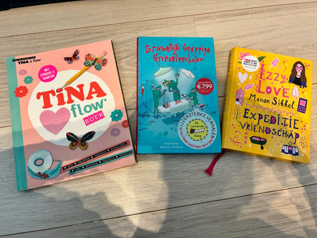3 Kinderboeken: Tina Flow, Griezelverhalen, Expeditie Vriend, Ophalen of Verzenden, Zo goed als nieuw, Fictie algemeen