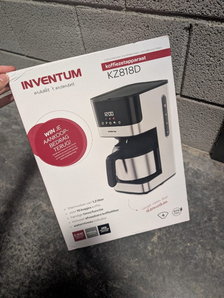 Inventum KZ818D koffiezetapparaat thermoskan | nieuw in doos, Ophalen, 10 kopjes of meer, Gemalen koffie, Koffiemachine