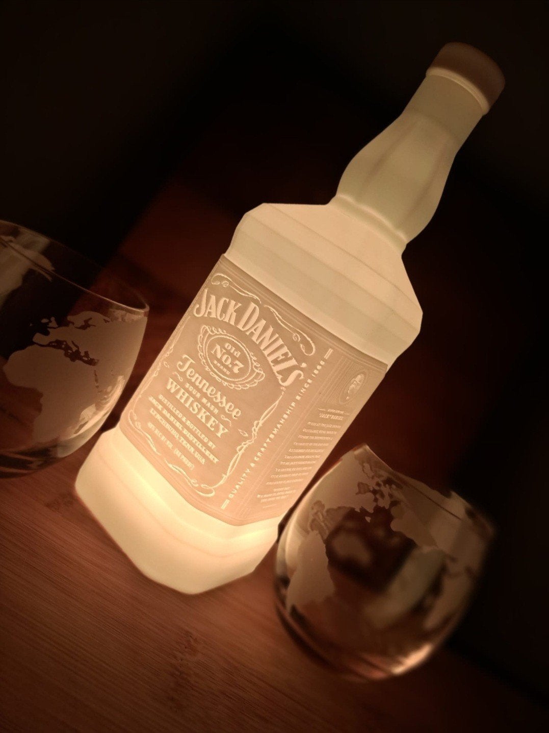 Jack Daniels fles lamp met kleurverandering en glazen, Overige merken, Meerkleurig, Overige fittingen, Ophalen of Verzenden