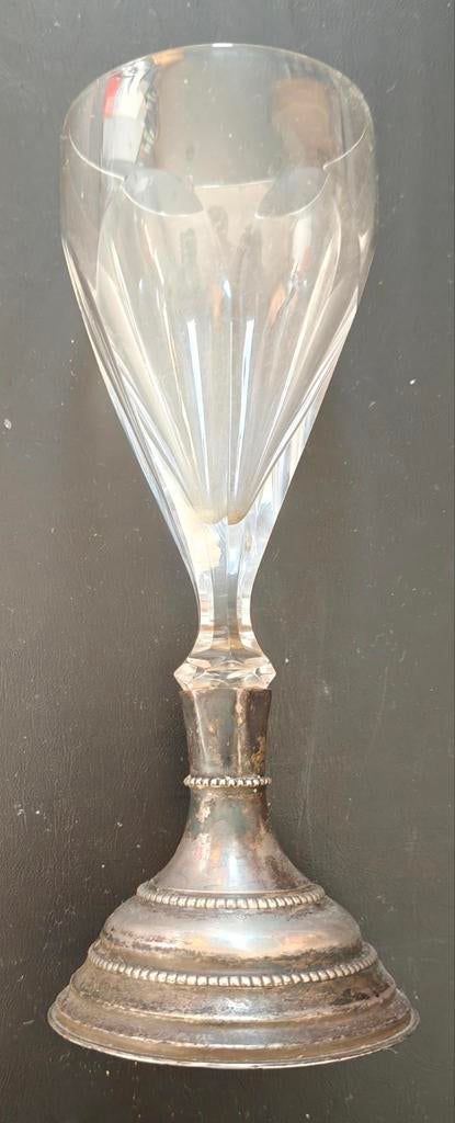 Decoratief glas met zilveren voet, Antiek en Kunst, Antiek | Glas en Kristal, Ophalen of Verzenden