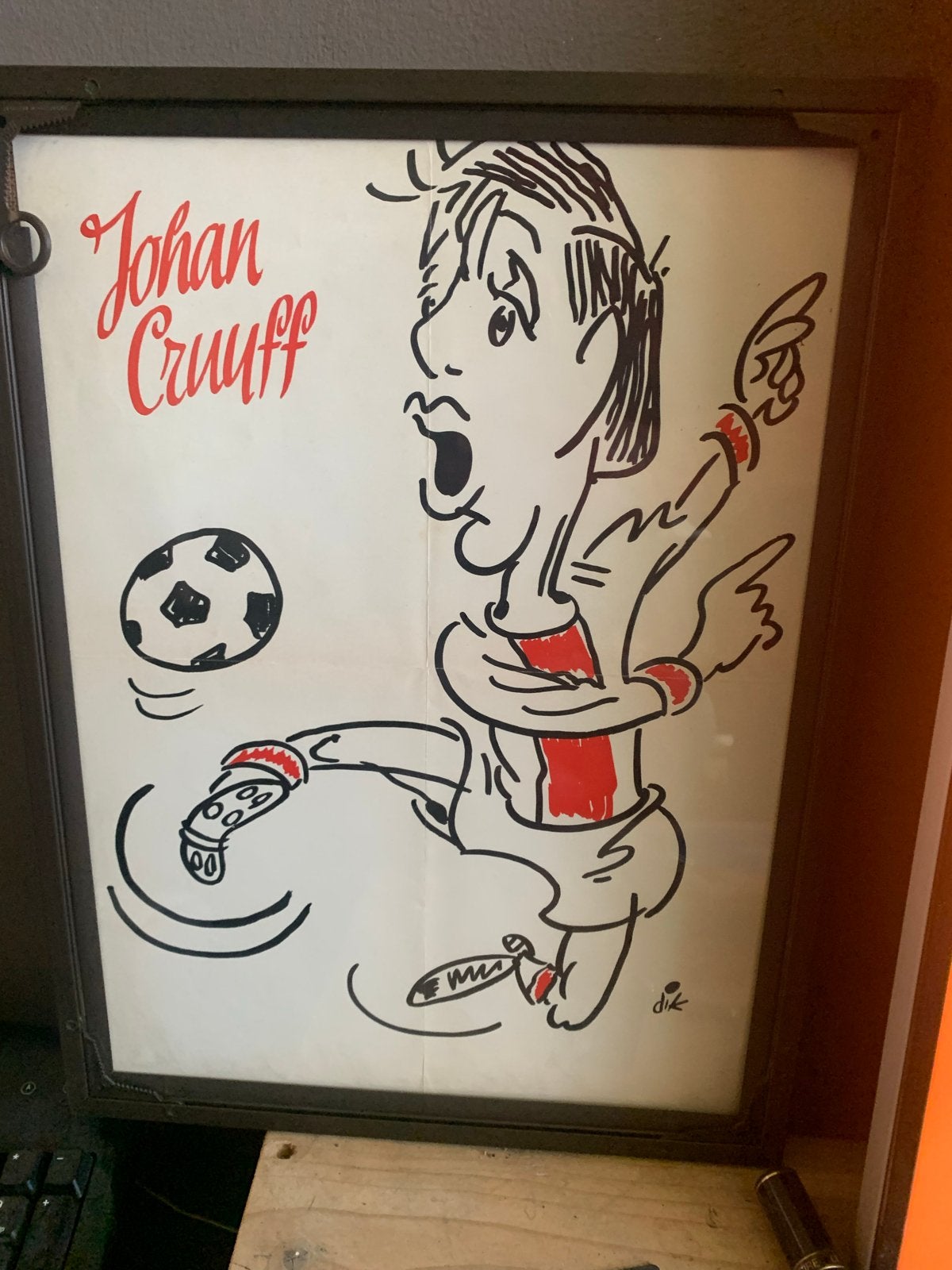 Unieke Johan Cruijff Karikatuur Ingelijst, Ophalen