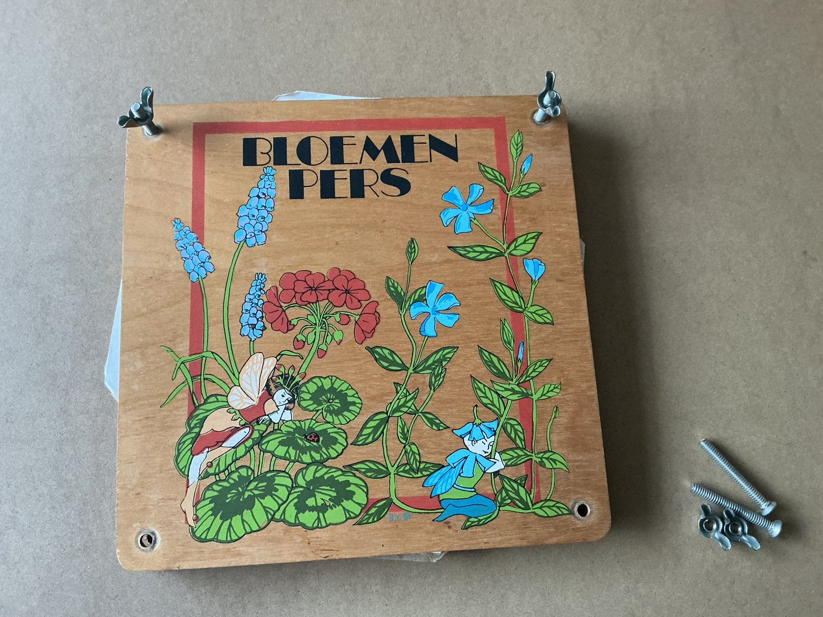 Vintage houten bloemenpers met toebehoren jaren 80, Ophalen of Verzenden, Gebruikt