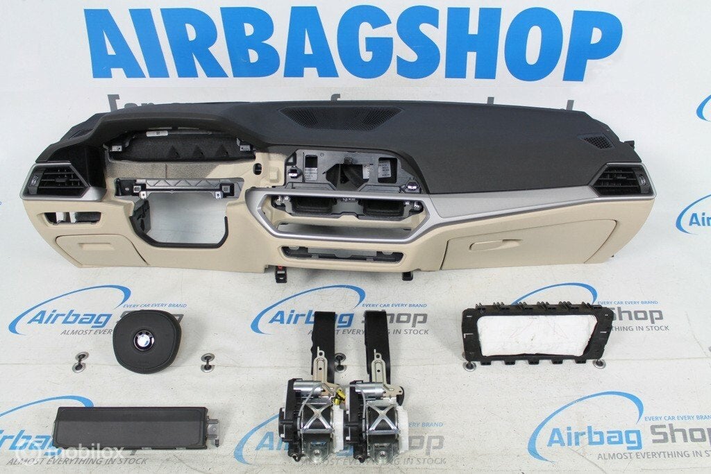 Airbag set Dashboard M zwart/beige BMW 3 serie G20 2019-...., Gebruikt, Ophalen of Verzenden