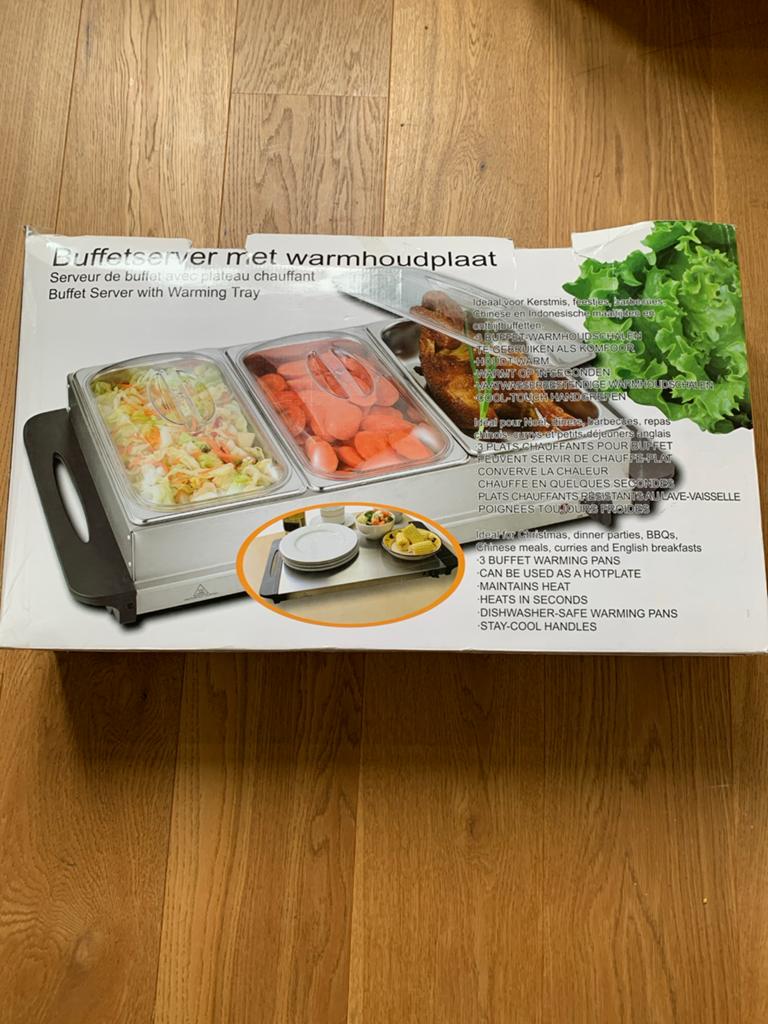 Buffetserver met warmhoudplaat - Ideaal voor feesten, Ophalen, Zo goed als nieuw
