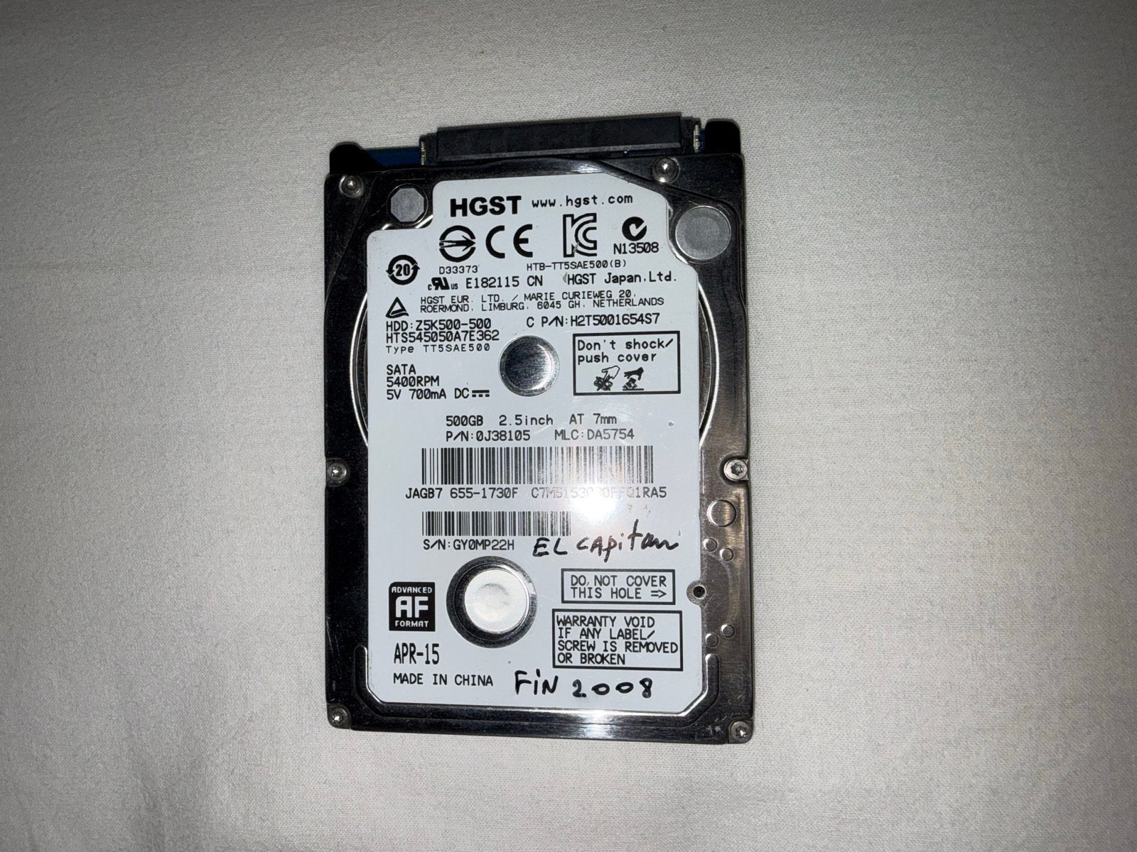 HGST 500GB 2.5 inch SATA HDD - Interne harde schijf - bieden, Computers en Software, Intern, Gebruikt, Ophalen of Verzenden, Laptop
