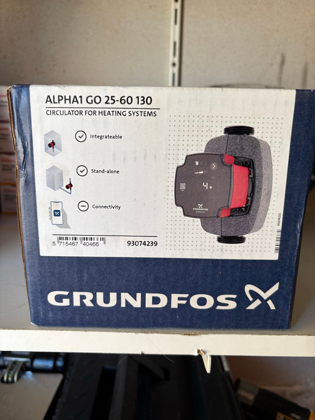 Grundfos ALPHA1 GO 25-60 130 Circulatiepomp, Minder dan 30 cm, Overige typen, Nieuw, Minder dan 60 cm