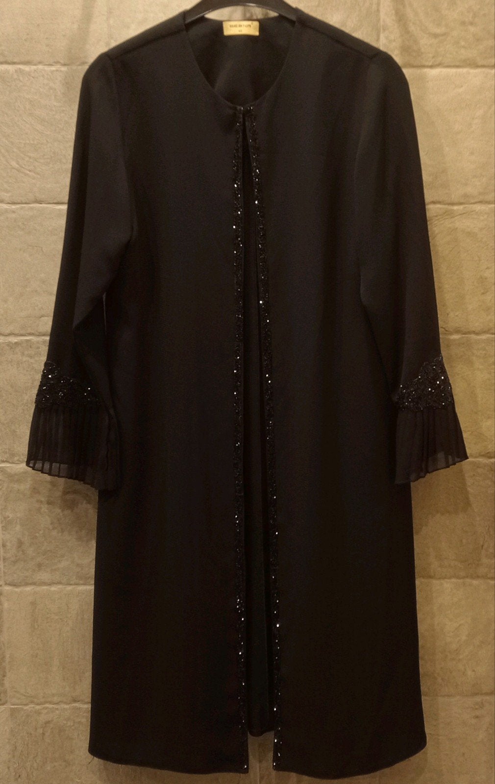 Hesna - Zgan Zwart Lang Crêpe Vest - Maat 46, Hesna, Zwart, Trui of Vest, Ophalen of Verzenden