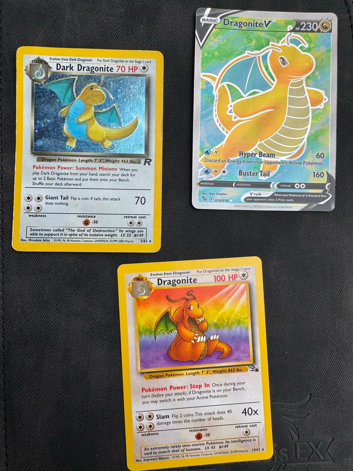 Dragonite Pokémon Kaarten Collectie (3 stuks), Ophalen of Verzenden, Gebruikt, Meerdere kaarten, Foil