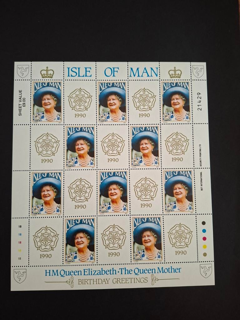 Isle of Man Postzegelvel HM Queen Elizabeth The Queen Mother, Ophalen of Verzenden, Postfris