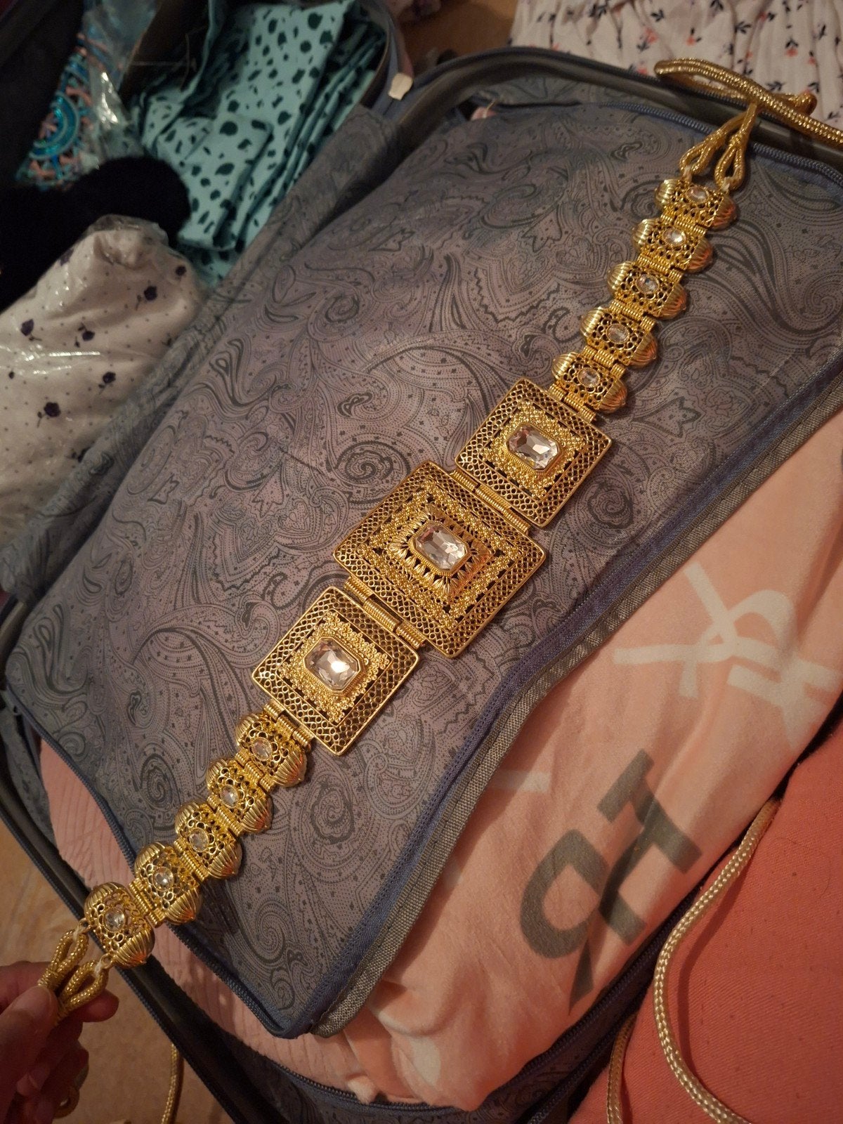 Marokkaanse Gouden Riem met Touw - Elegante Tailleriem, Overige kleuren, Tailleriem, Ophalen of Verzenden, Zo goed als nieuw