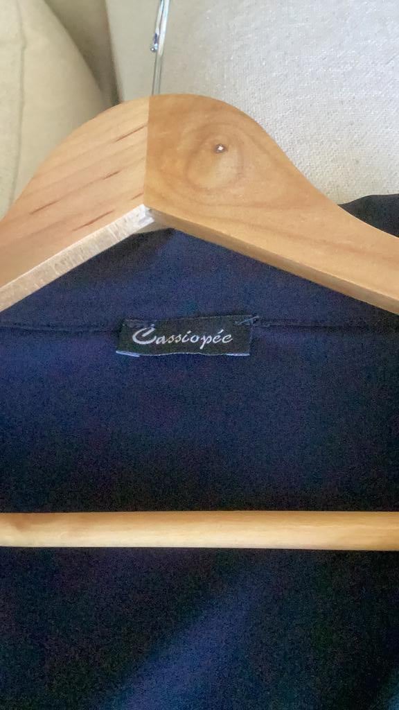 Donkerblauw travelstof jurkje Cassiopee 44/46 als nieuw, Kleding | Dames, Blauw, Maat 46/48 (XL) of groter, Ophalen of Verzenden