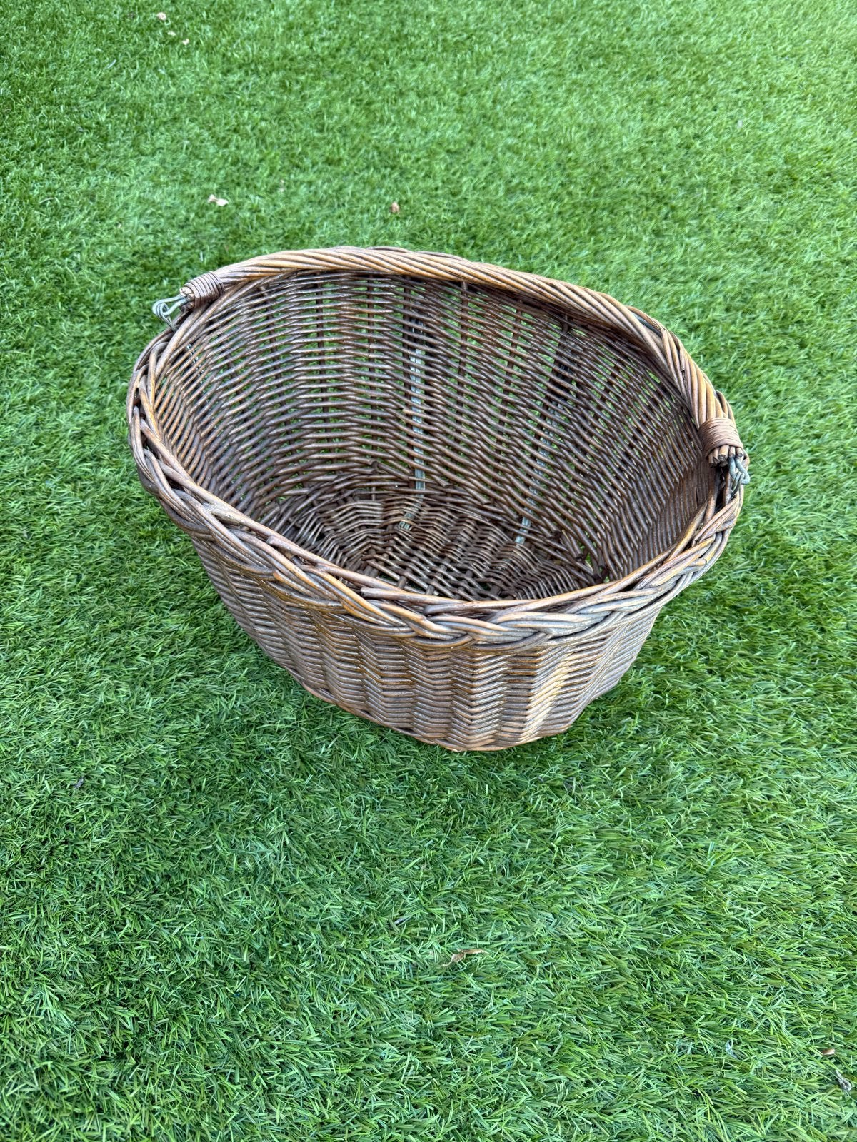 Vintage rieten fietsmand - 37x29x22cm, Ophalen of Verzenden, Gebruikt, Fietsmand