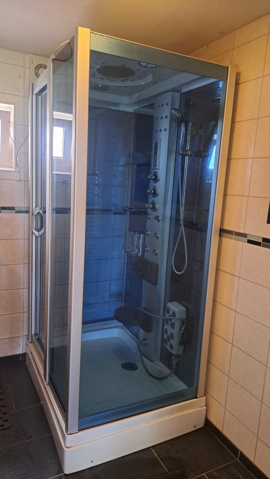 Gebruikte stoomcabine douche met hydromassage en radio., Ophalen, Gebruikt, Douche