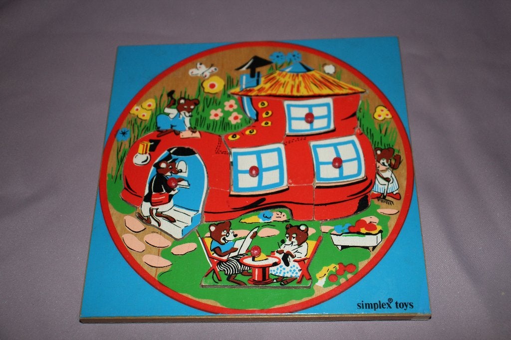Vintage Simplex Muizenhuis Puzzel - Gemaakt van hout, Ophalen of Verzenden, Zo goed als nieuw, Van hout, 4 tot 6 jaar