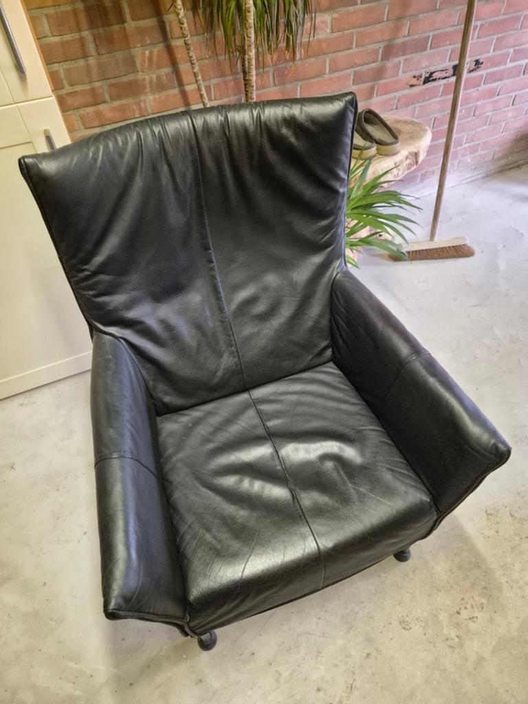 Montis Charly Zwart Leren Fauteuil, Ophalen, Gebruikt, Zwart, Leer