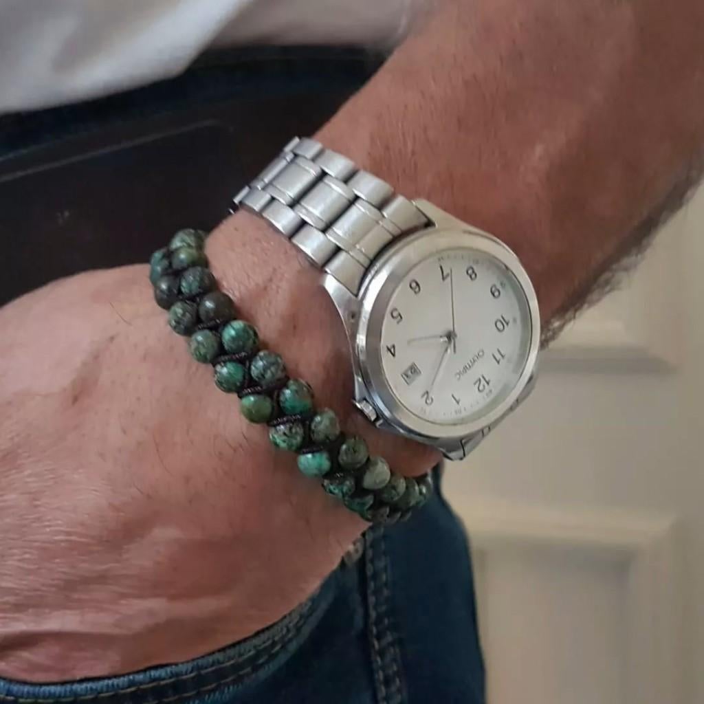 Mannen - Heren Kralen armband Afrikaans Turquoise, Overige materialen, Met bedels of kralen, Verzenden, Nieuw