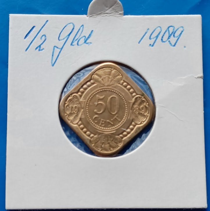 50 cent Nederlandse Antillen 1989 - Beatrix UNC, Ophalen of Verzenden, Koningin Beatrix, ½ gulden, Losse munt