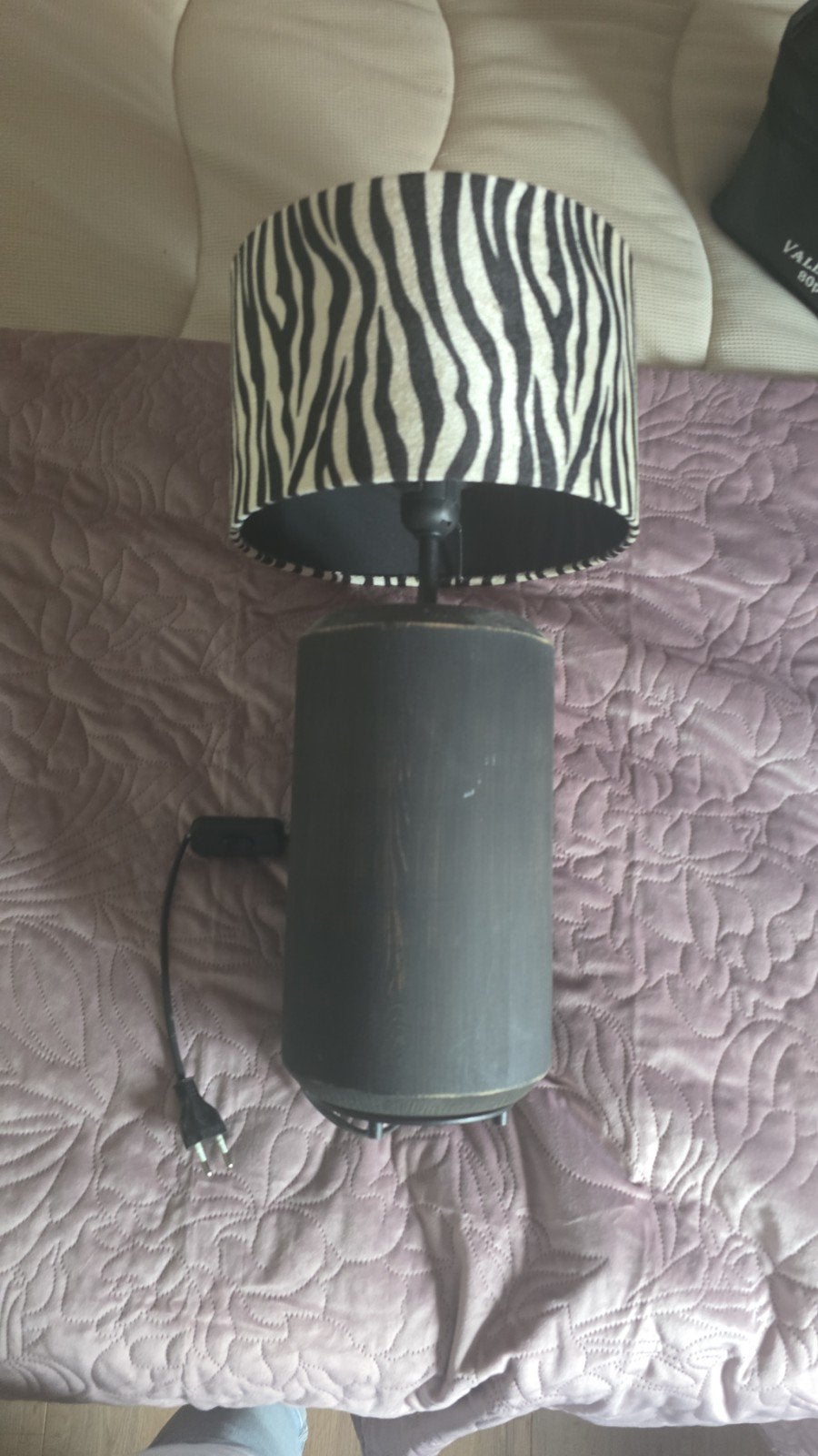 Tafellamp met zebraprint kap, Ophalen of Verzenden, Gebruikt, Overige materialen