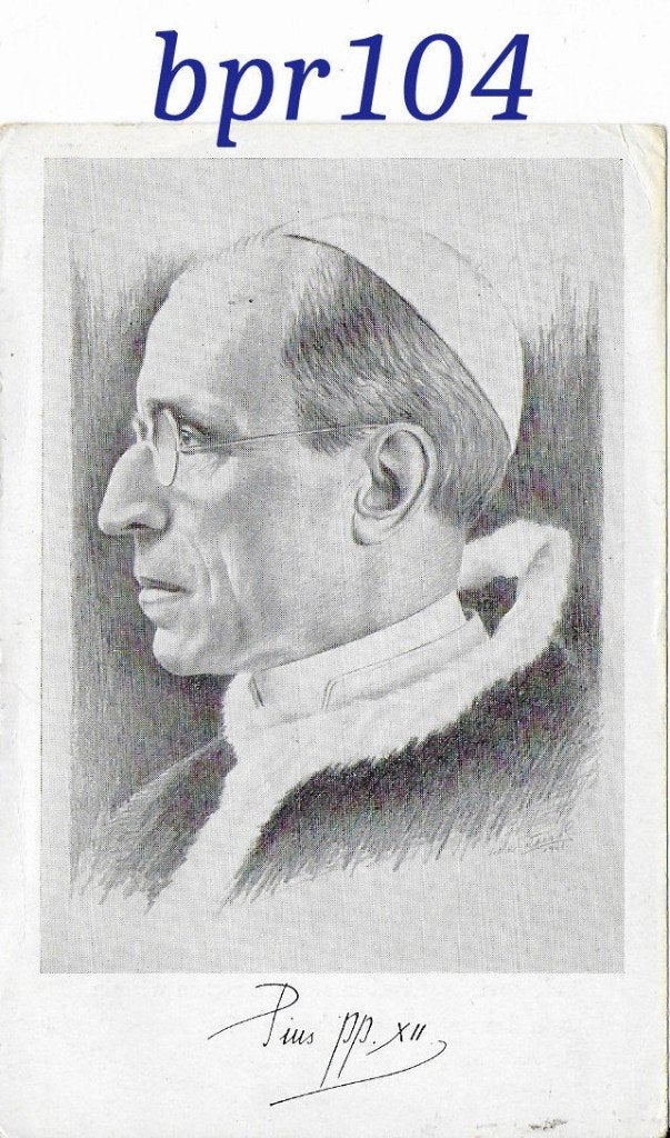 BPR104 Bid prentje Paus Pius de twaalfde, Verzamelen, Religie, Ophalen of Verzenden, Zo goed als nieuw, Kaart of Prent