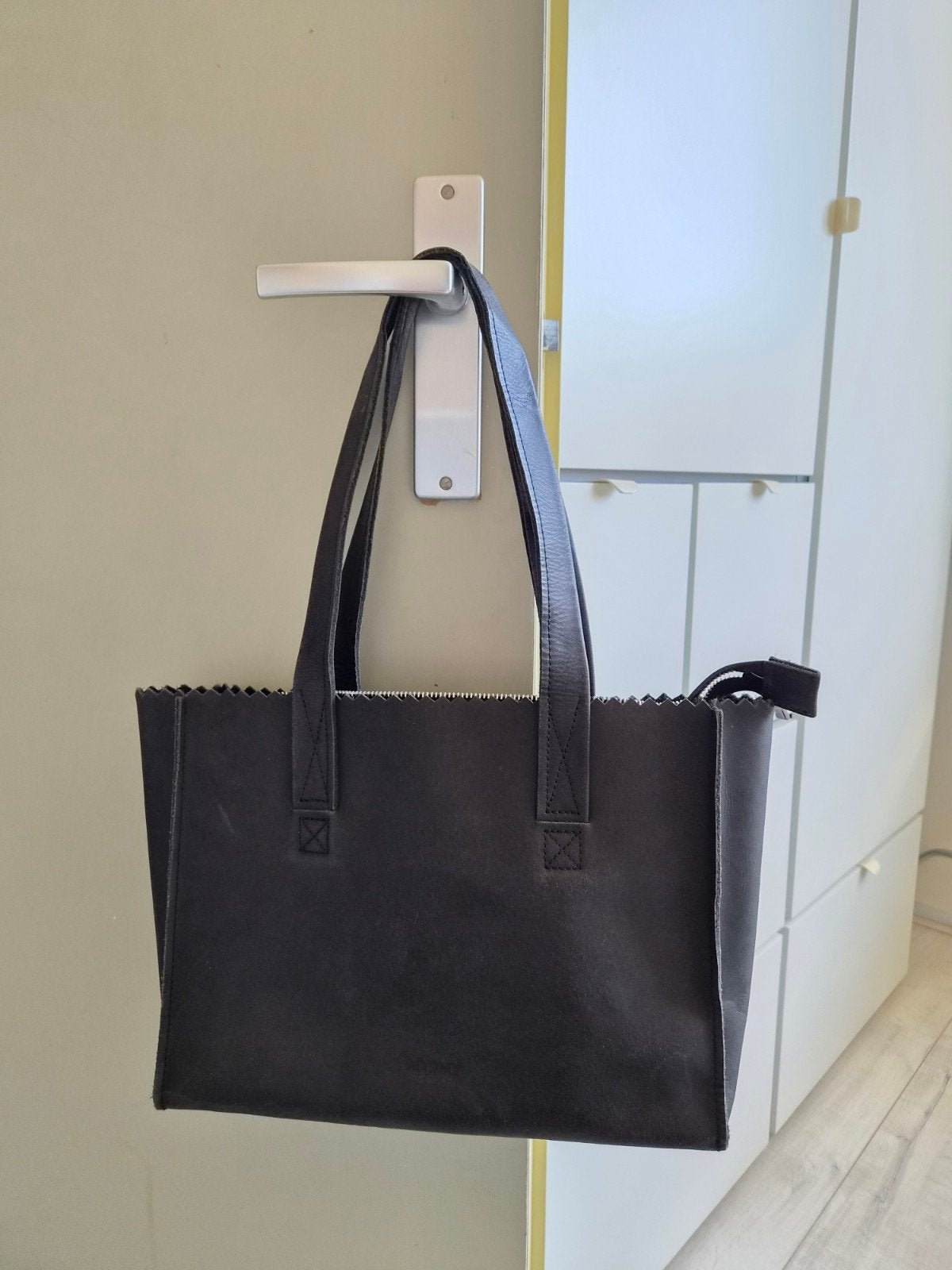 MYOMY My Paper Bag Shopper - Zwart Leer, Ophalen of Verzenden, Zo goed als nieuw, Zwart, Shopper