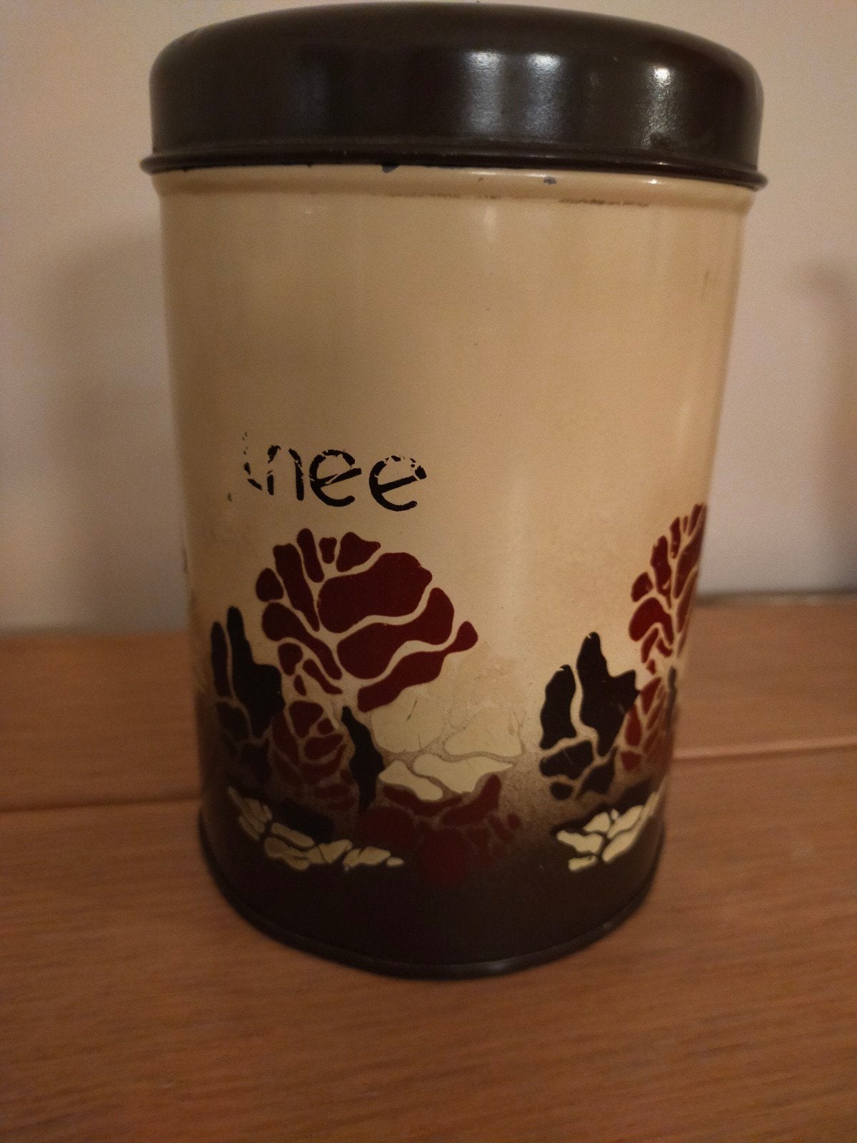 Vintage voorraadbus 'Koffie' met bloemmotief, Ophalen of Verzenden