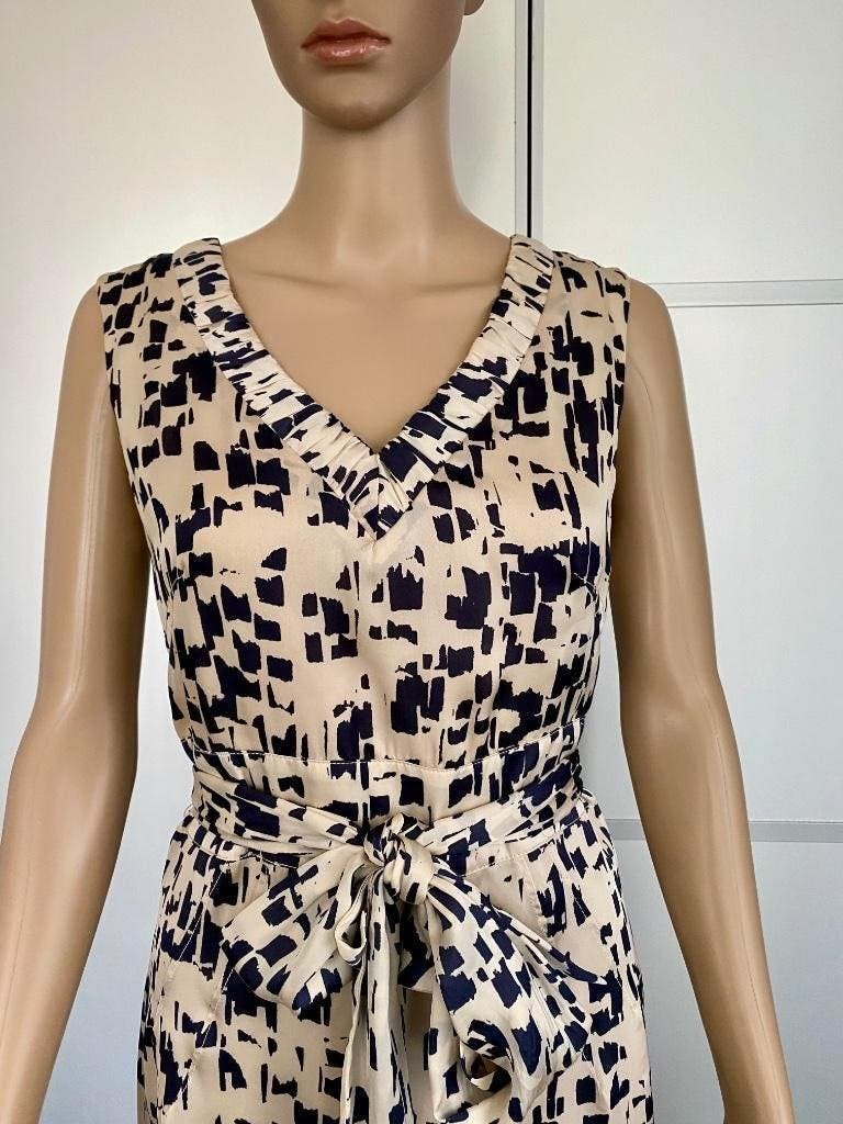 G205 InWear: maat XS=34 jurk beige/blauw jurkje, Kleding | Dames, Jurken, Beige, Ophalen of Verzenden, Zo goed als nieuw, Knielengte