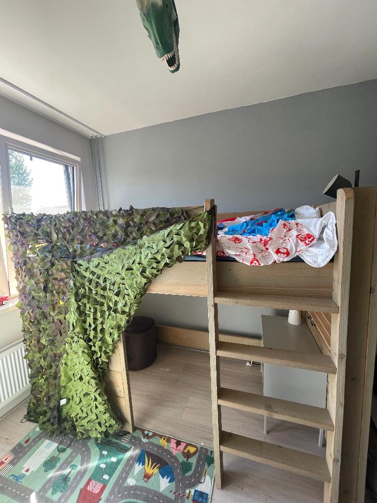 Hoogslaper steigerhout kinderbed 1 persoonsbed, Ophalen, Gebruikt, Hoogslaper