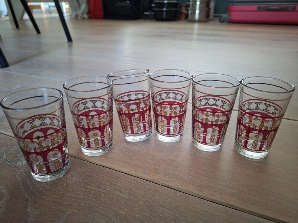 6 Marokkaanse theeglazen van Cerve, Ophalen of Verzenden, Zo goed als nieuw