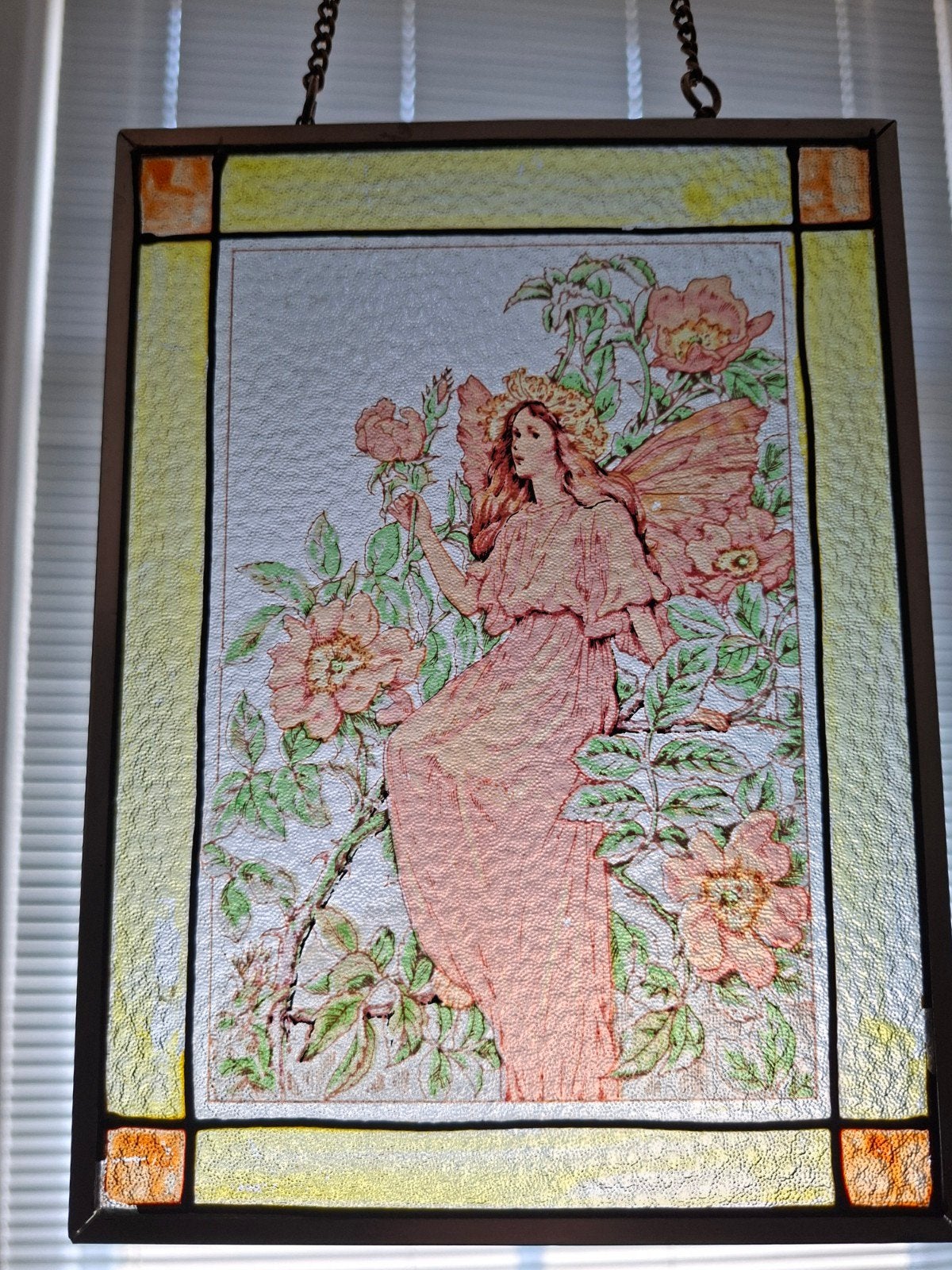 Glas in lood bloememfee of engel art nouveau, Antiek en Kunst, Ophalen of Verzenden