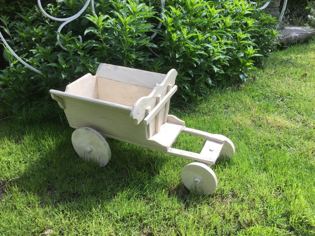 Leuke kleine oude houten bolderkar / kar poppen beren, Ophalen of Verzenden